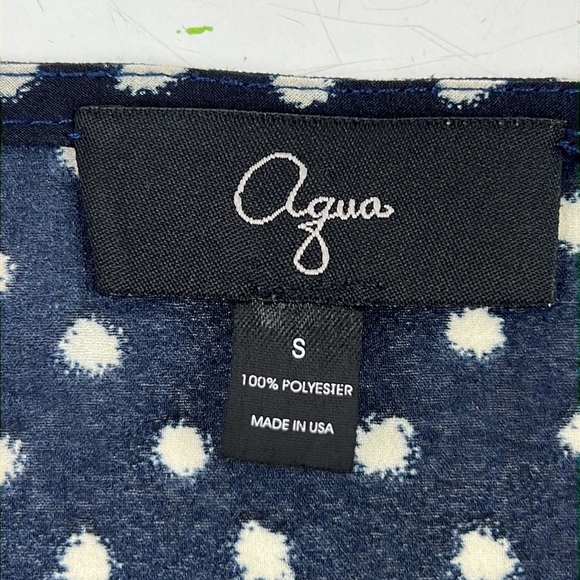 Aqua blue beige polka dot sleeveless tank top - Picture 2 of 7